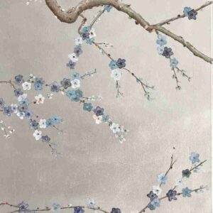 A painting depicting a flowering tree in a chinoiserie style, highlighting London's unique artistic influences.